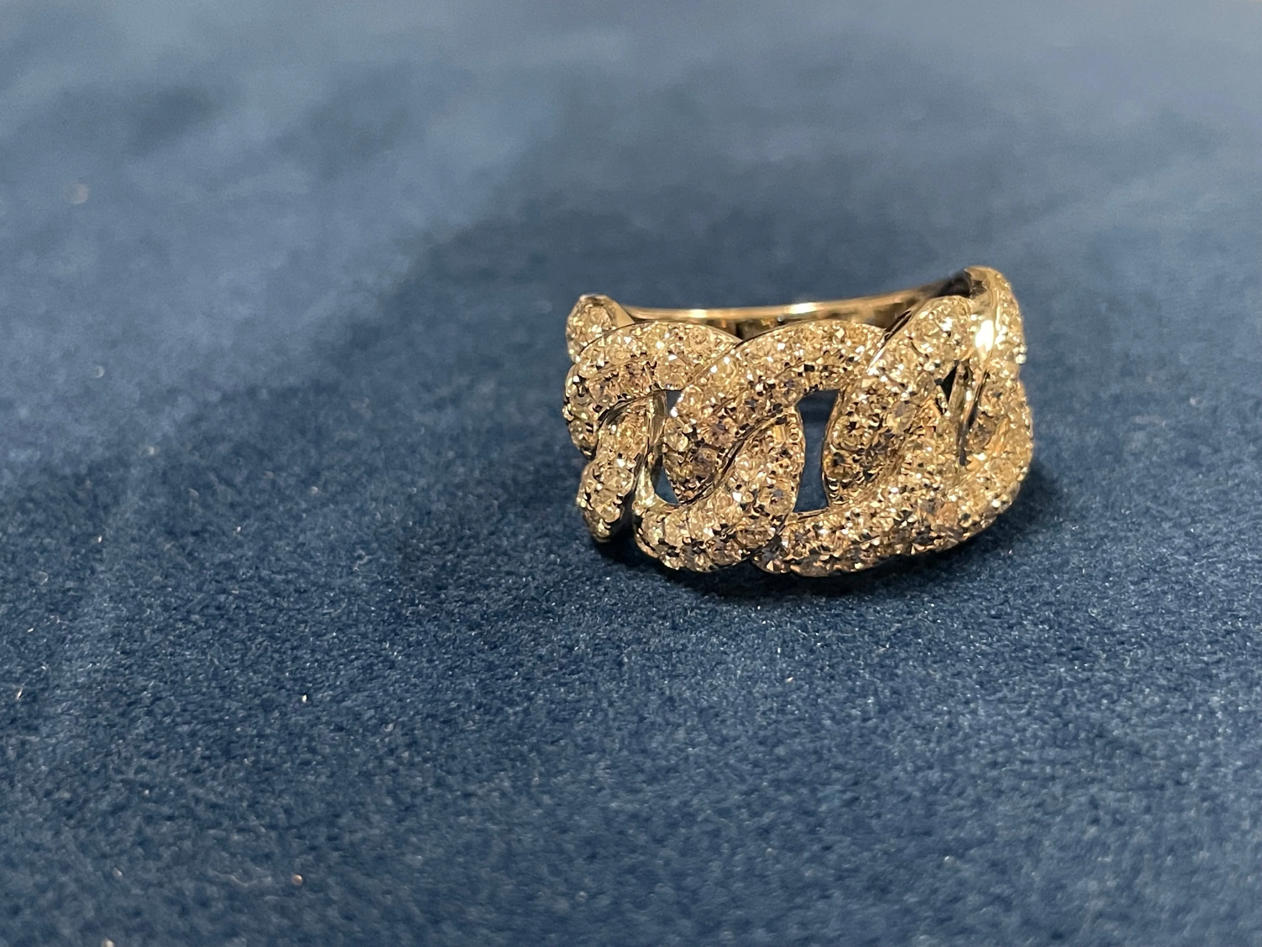 14K Gold Diamond Cuban Link Ring