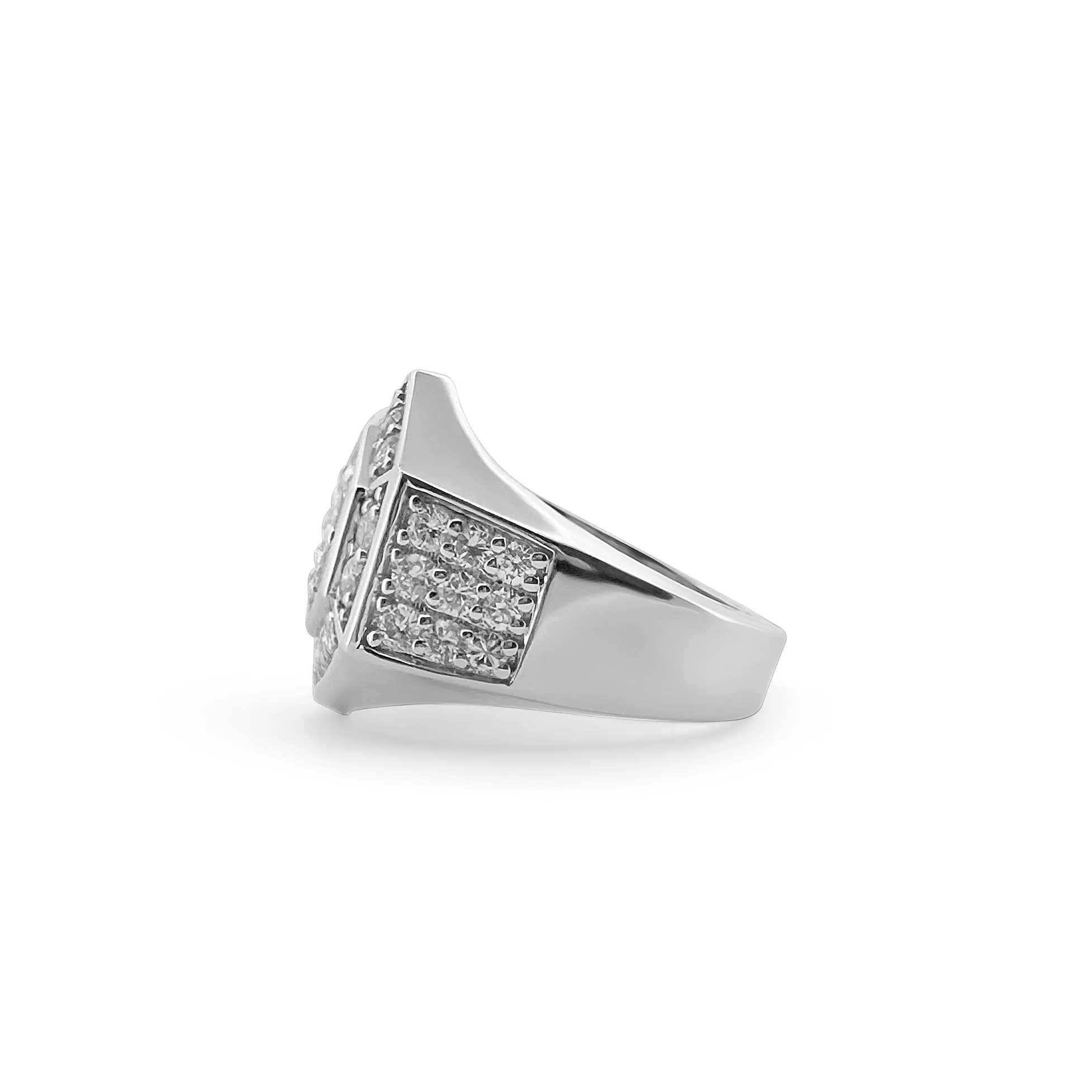 1.87ctw Round Brilliant Diamond Hexagonal Men's Ring in 14k White Gold