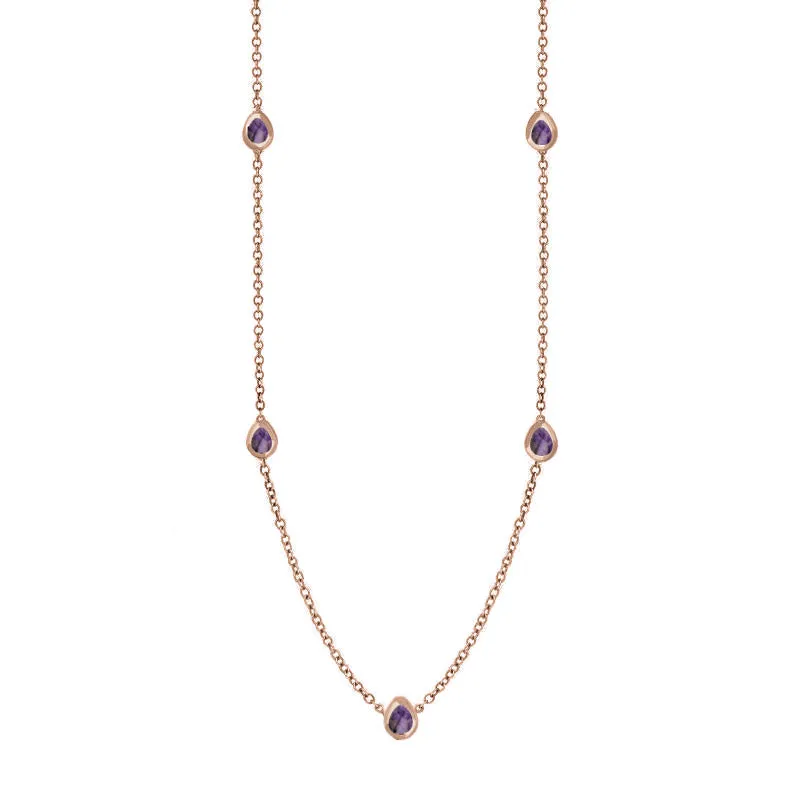 18ct Rose Gold Blue John Cross Link Disc Chain Necklace