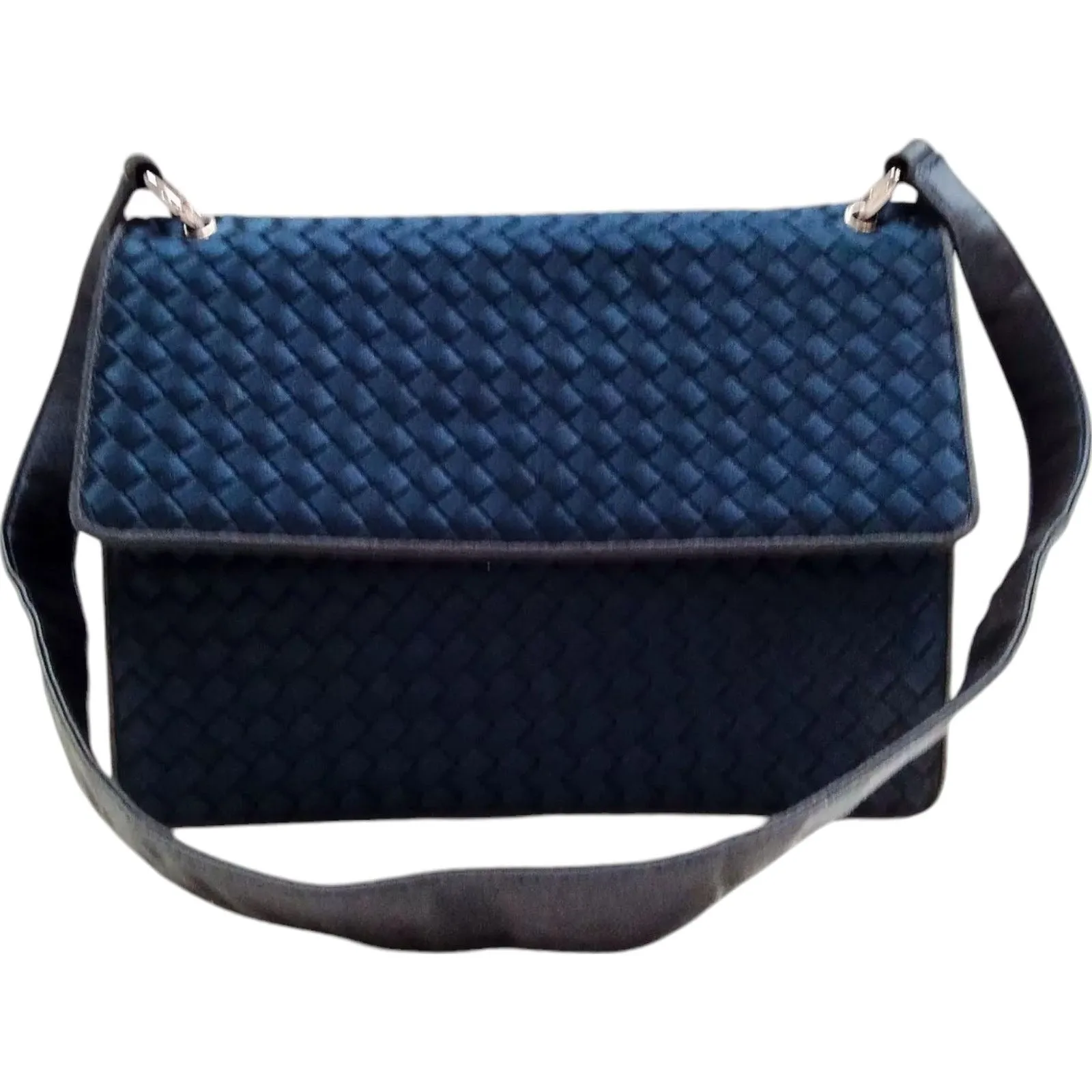 217298AQ (K4) Bottega Veneta Shoulder Bag Black Silk Satin