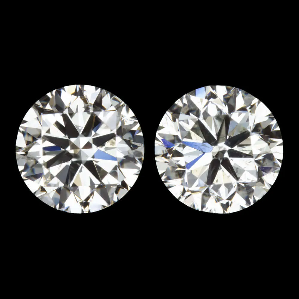 2ct VERY GOOD CUT NATURAL DIAMOND STUD EARRINGS I-J SI2 ROUND BRILLIANT CUT PAIR