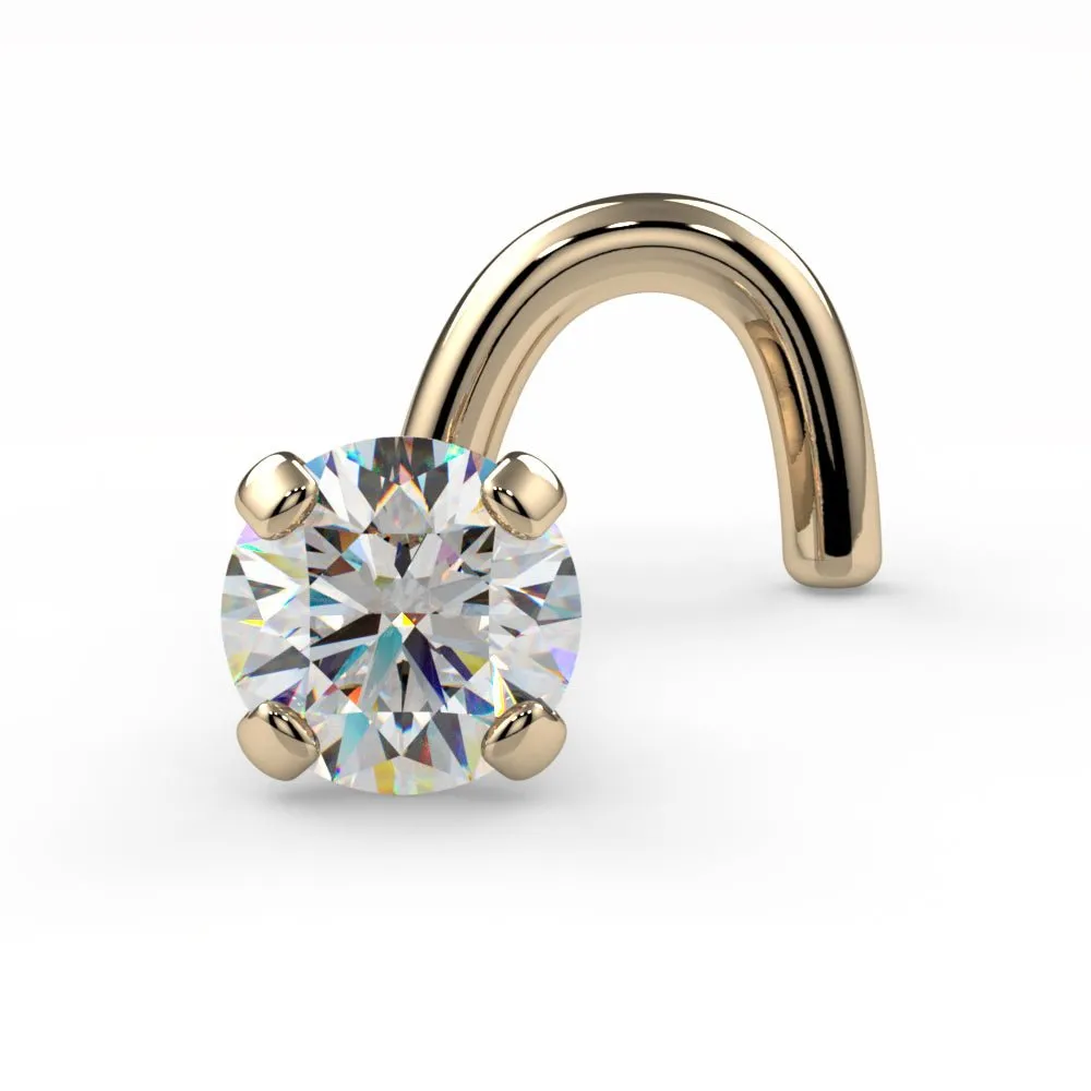 3mm Striking Diamond Prong Nose Ring Stud