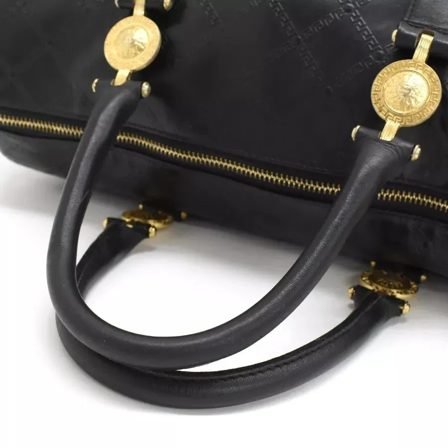 701558AM (S6) Versace Satchel Bag Sunburst Mini Black Leather
