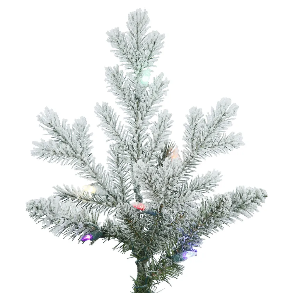 9' Frosted Eastern Fraser Fir Artificial Christmas Tree Colored Dura-Lit LED
