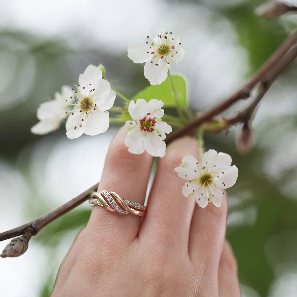 9ct Rose Gold Diamond Ring with 11 Brilliant Cut Diamonds