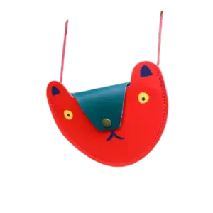 Bear Pocket Coin Purse Red/Dark Green