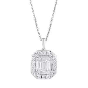 Brilliant Claw Surround Necklace with 1/2ct of Diamonds in 9ct White Gold 45cm