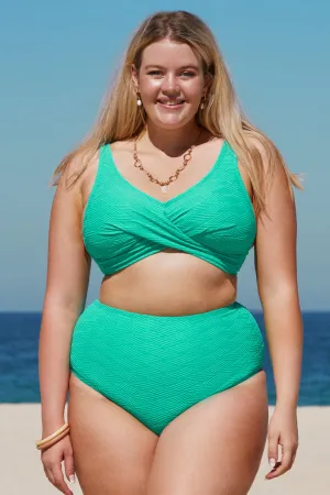 Cross Rib Wrap Front Plus Size Bikini Top