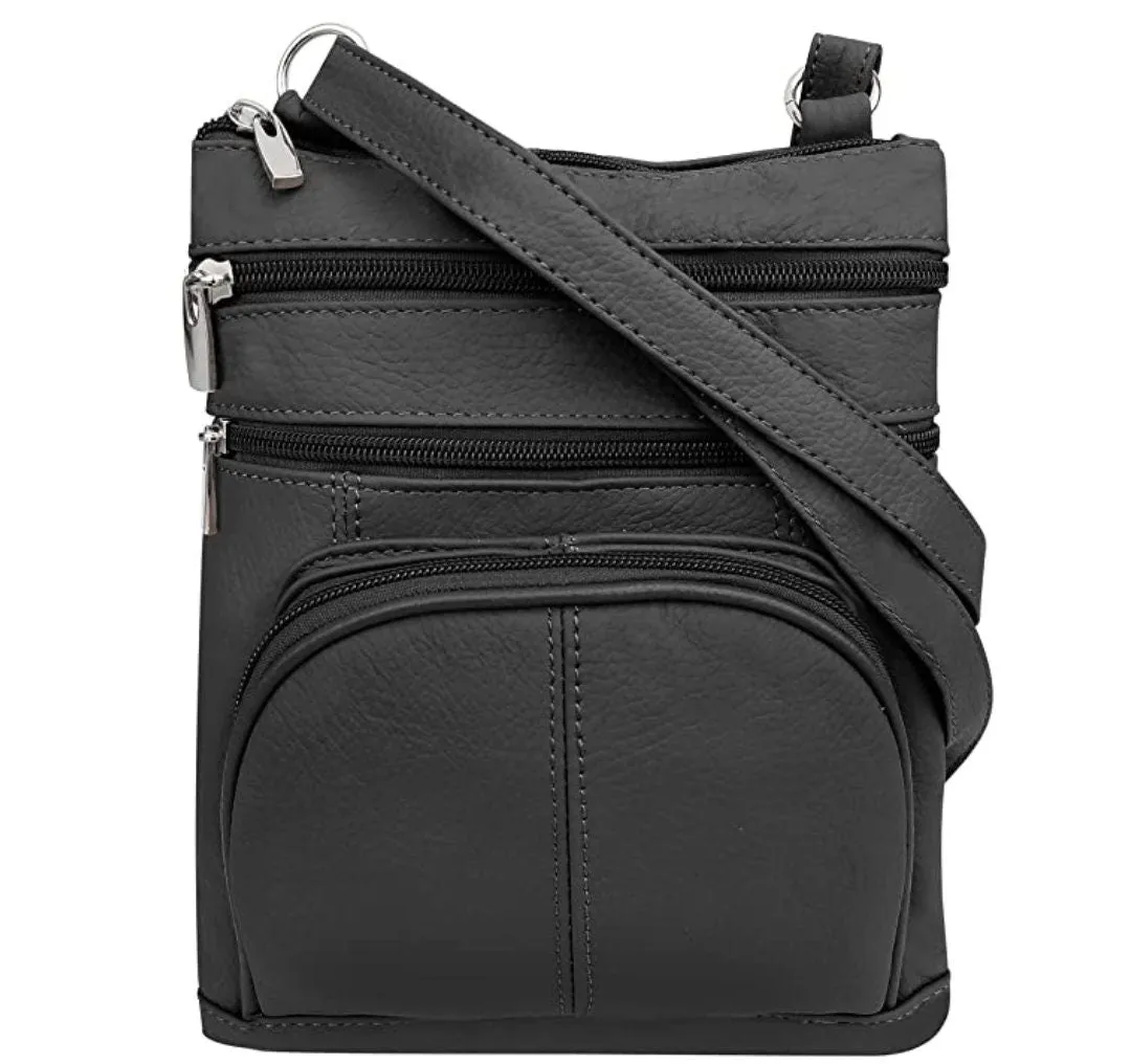 Genuine Cowhide Leather Studded Pocket Women's Crossbody Bag Handbag