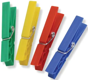 Honey-Can-Do DRY-01390 Classic Clothespin, 0.79 in W, 3.31 in L, Plastic, Blue/Green/Red/Yellow :PK 24: QUANTITY: 12