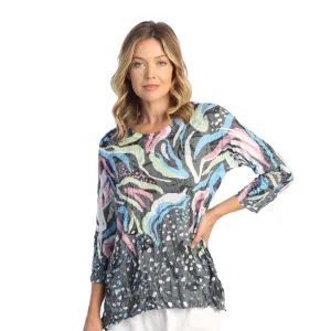 Jess & Jane "Lush" Burnout Crushed Raglan Sleeve Hi-Low Top - RC2-1679  - 3X Only