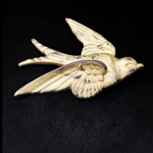 Large Swallow Brooch - Rustic matte gold