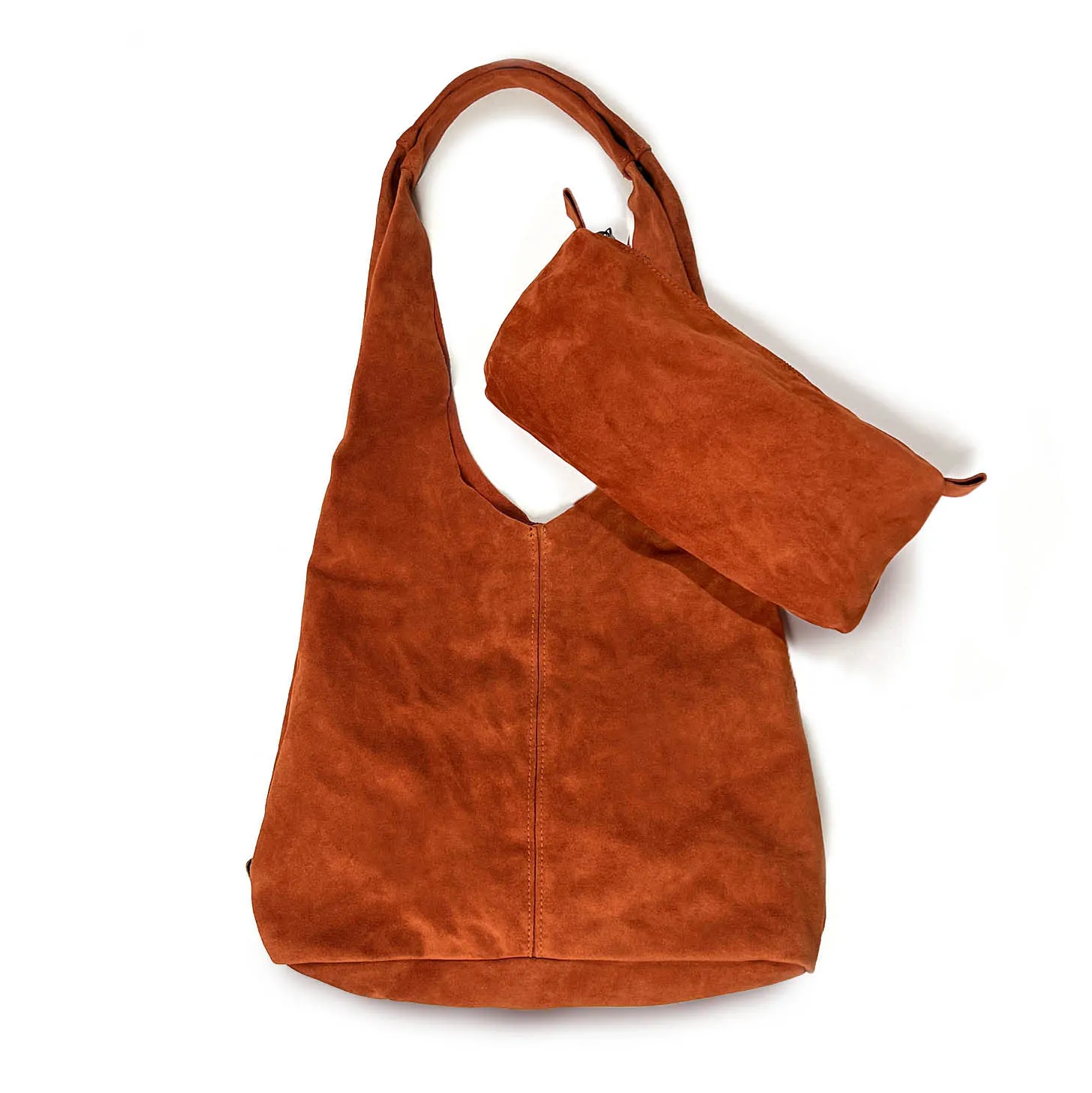 MIBA LEATHER SLOUCH BAG / Rust Suede