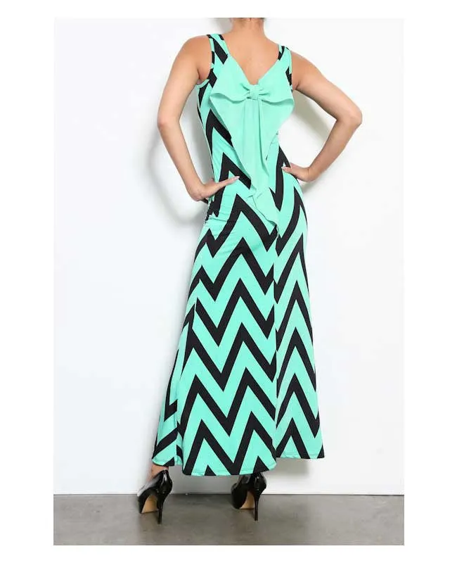 Mint Chevron Maxi Dress