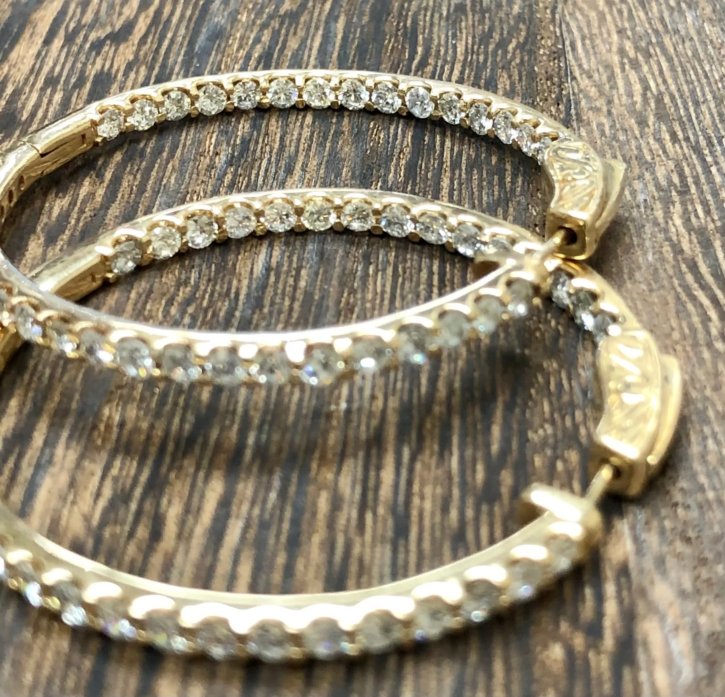 Over 4ctw Diamond Inside-Out Hoop Earrings in 14kt Yellow Gold