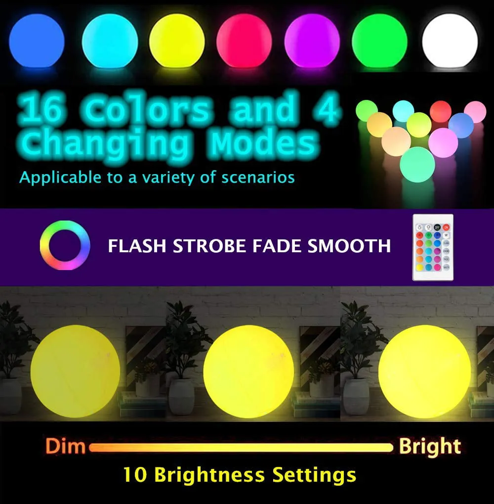 Pool Toy 16" LED Glow Beach Ball Toy with 16 Color Changing Lights, Glow in Dark