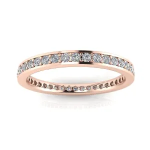 Round Brilliant Cut Diamond Channel Pave Set Eternity Ring In 14k Rose Gold  (0.72ct. Tw.) Ring Size 7.5