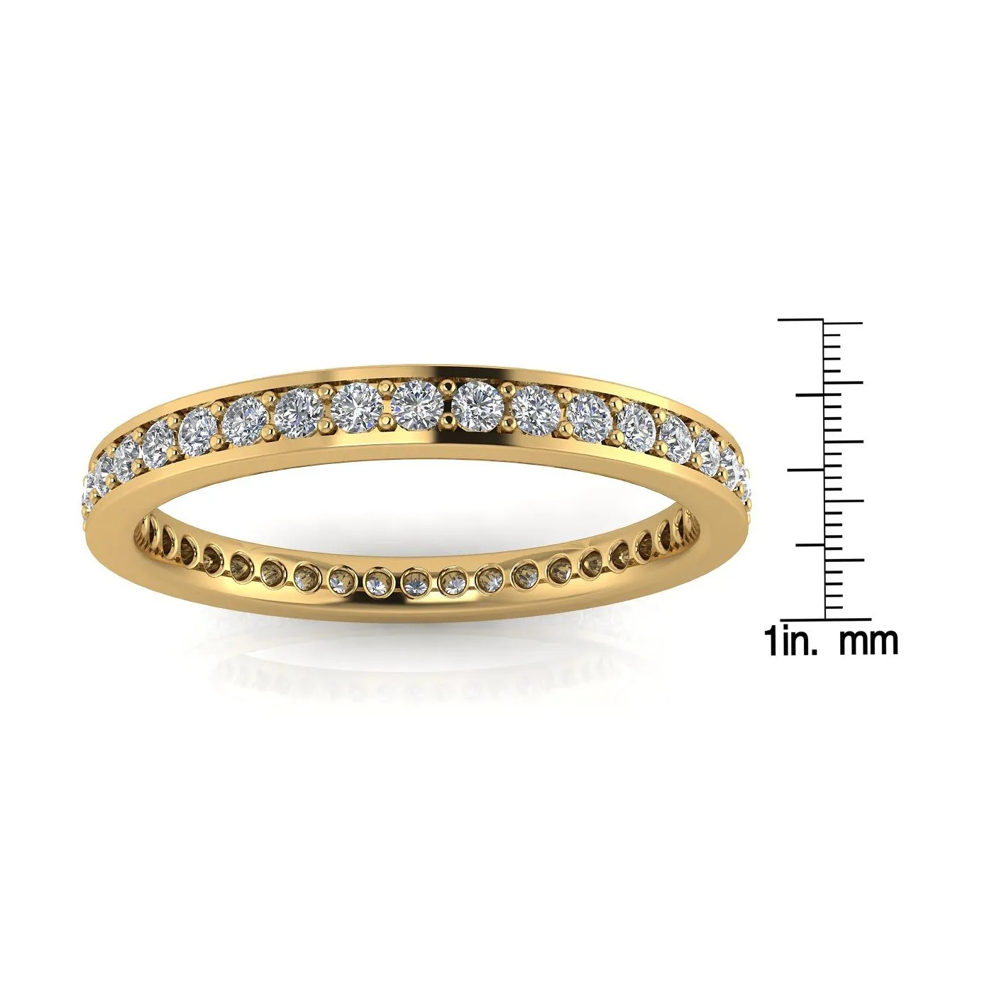 Round Brilliant Cut Diamond Channel Pave Set Eternity Ring In 18k Yellow Gold  (0.52ct. Tw.) Ring Size 9