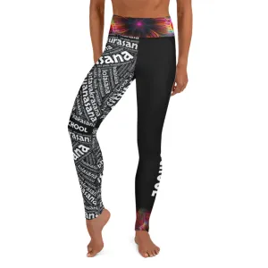 Sanskrit Leggings (Black)- Multi-Colored Waistband