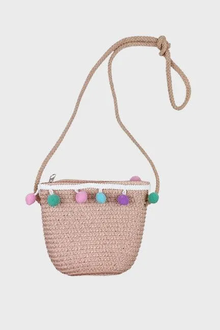 straw pom pom Purse And Hat