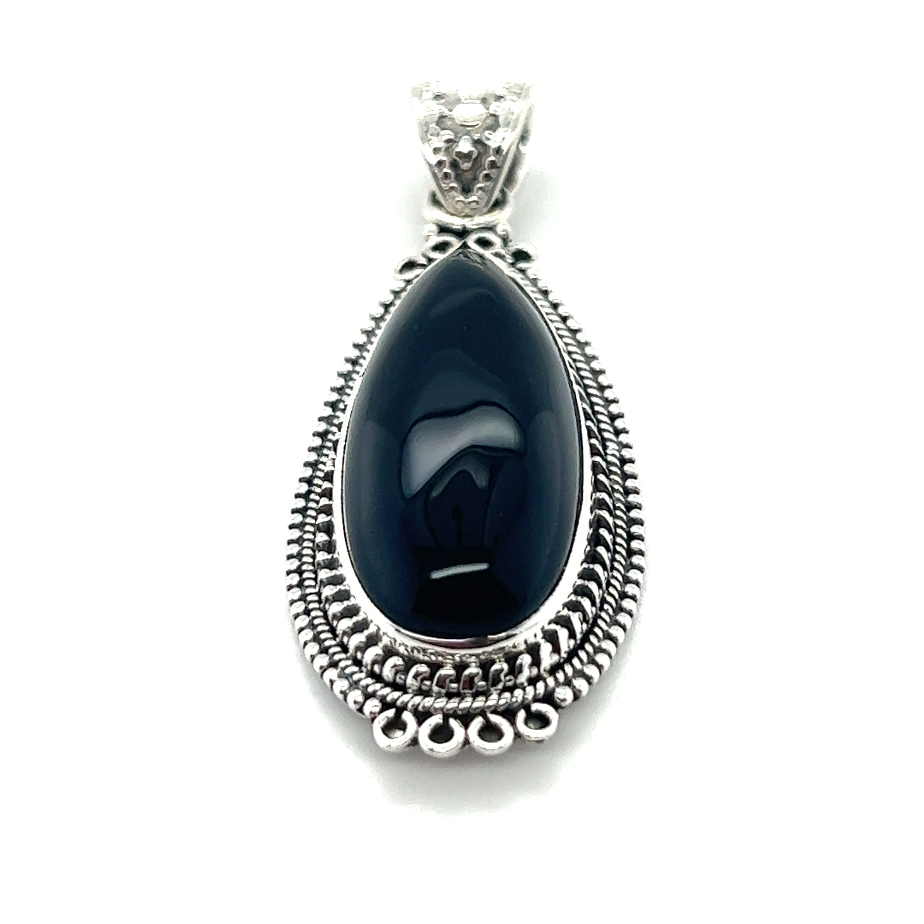 Striking Teardrop Gemstone Pendant with Beaded Detailing