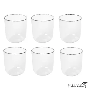 Striped Rim Clear Glasses Set of 6