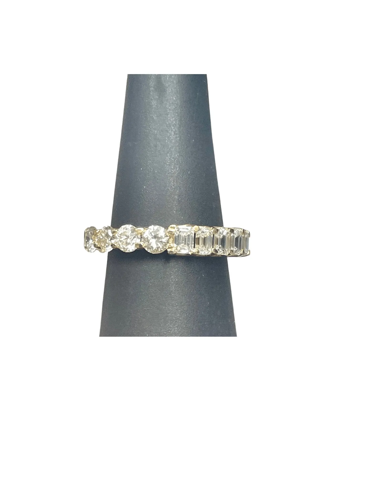 The Duo - Emerald Cut and Round Brilliant Diamond Eternity Band in Yellow Gold