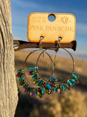 The Pink Panache Teal Multi Crystal Gold Earring