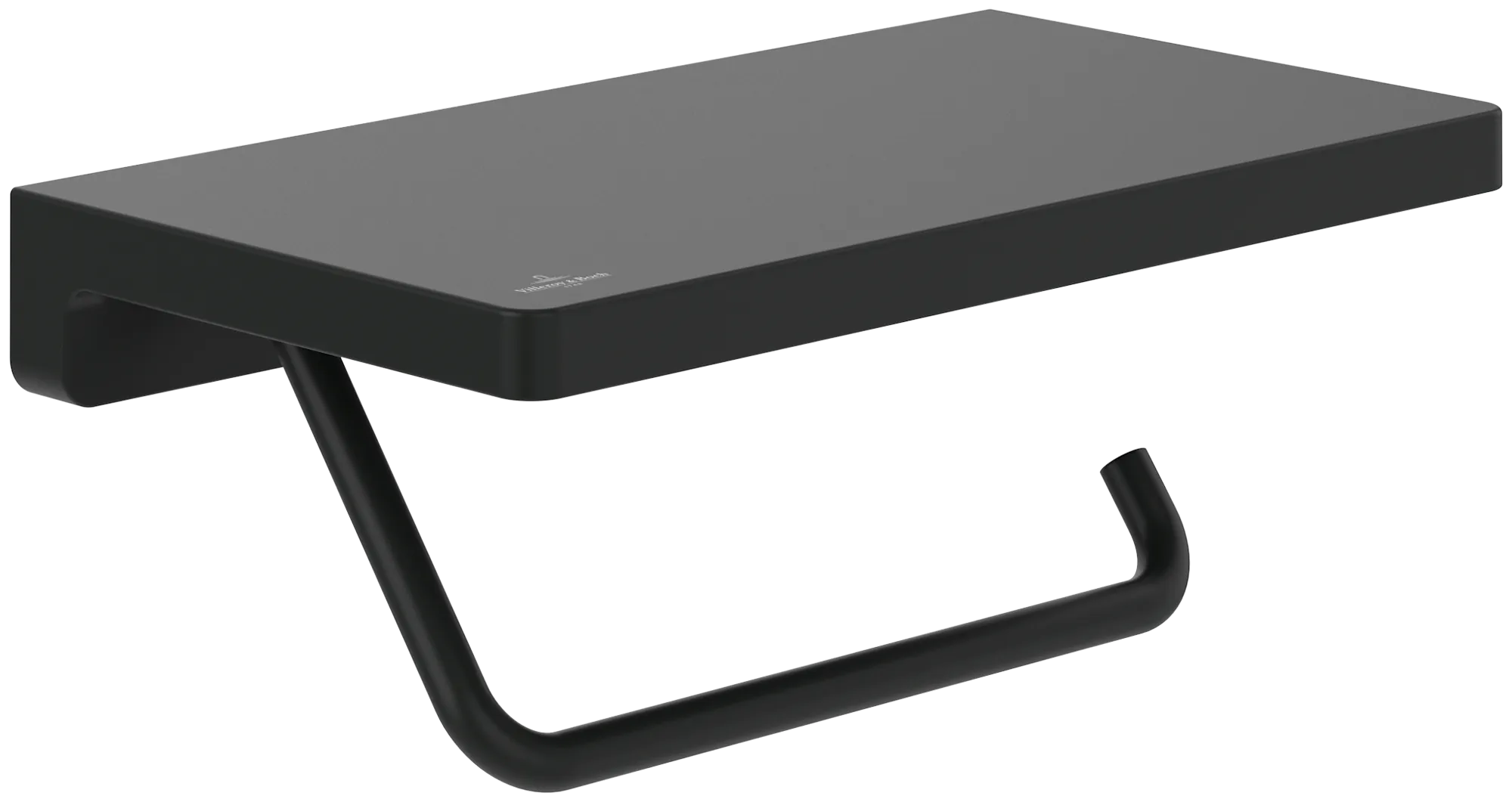 Villeroy & Boch Elements Striking Toilet Roll Holder with Shelf Matt Black