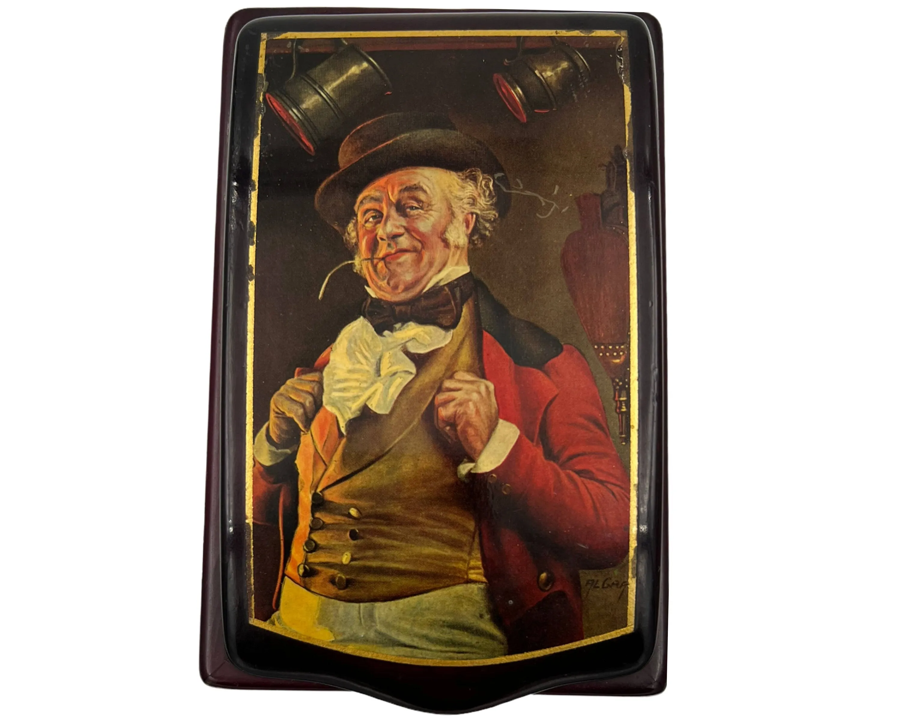 Vintage Cigarette Box Printed Lacquer Wood Made in Italy