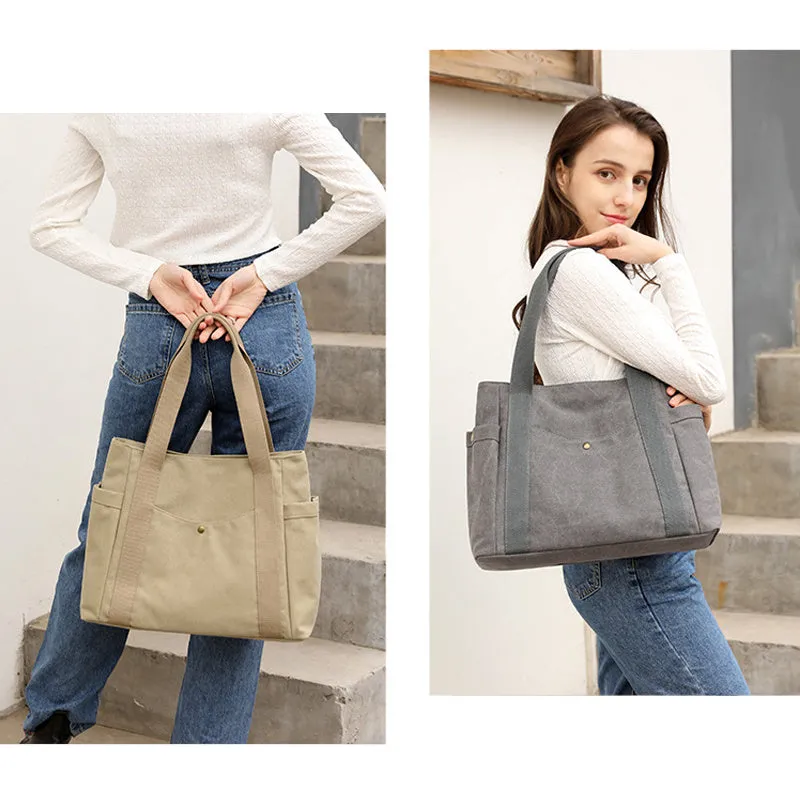 Women's Canvas Shoulder Convertible Large Capacity Bag Handbags Tote Purses