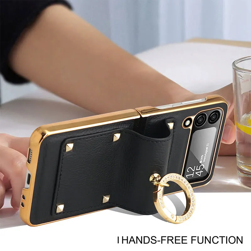 Z Flip4 Business Style Folding Ring Full Body Rugged Shockproof Phone Case